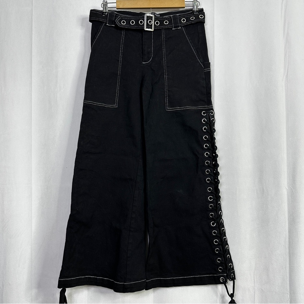 Current Mood Grommet Wide Leg Jeans Womens Large Streetwear 90s Goth Skater